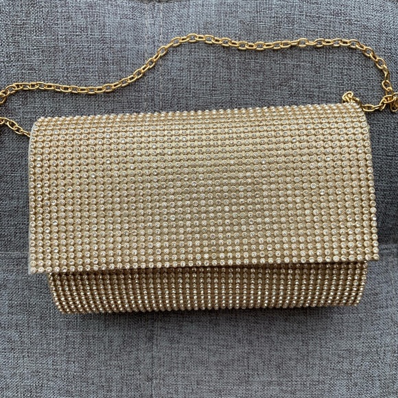Aldo Handbags - ALDO Gold Rhinestone Clutch.